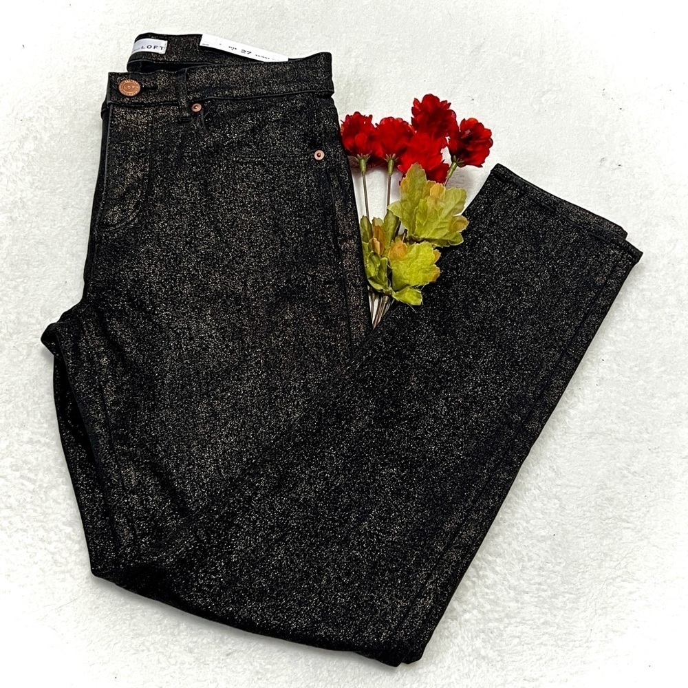 LOFT NWT Gold Shimmer Black Skinny Jean Pants - Size 4/27